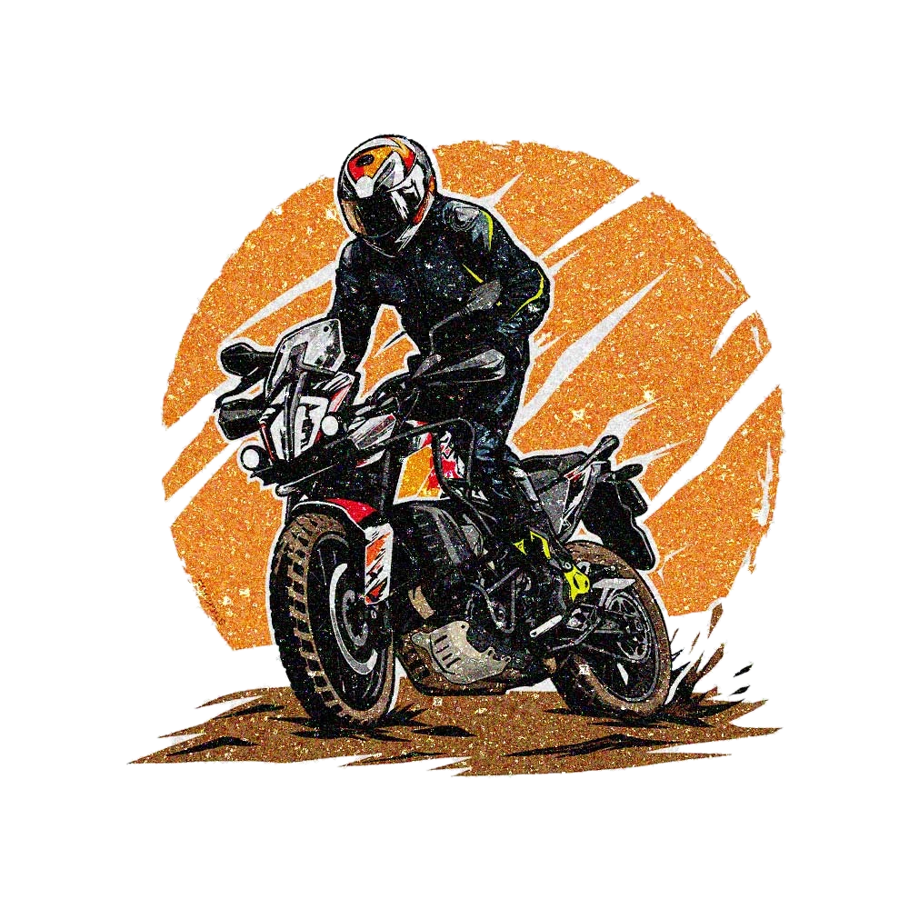 Sunset Motorcycle Rider Glitter Sticker